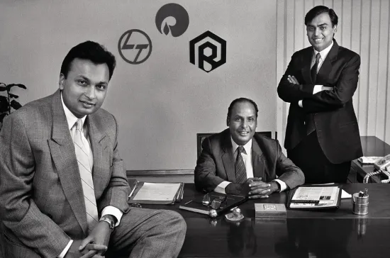 Mukesh Ambani with Father and Brother